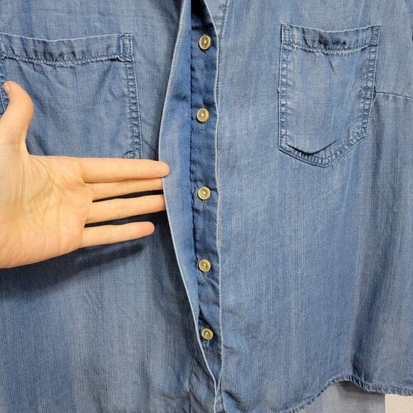 Andrea Jovine Chambray Top 1x Blue Lyocell 688 - Picture 6 of 11